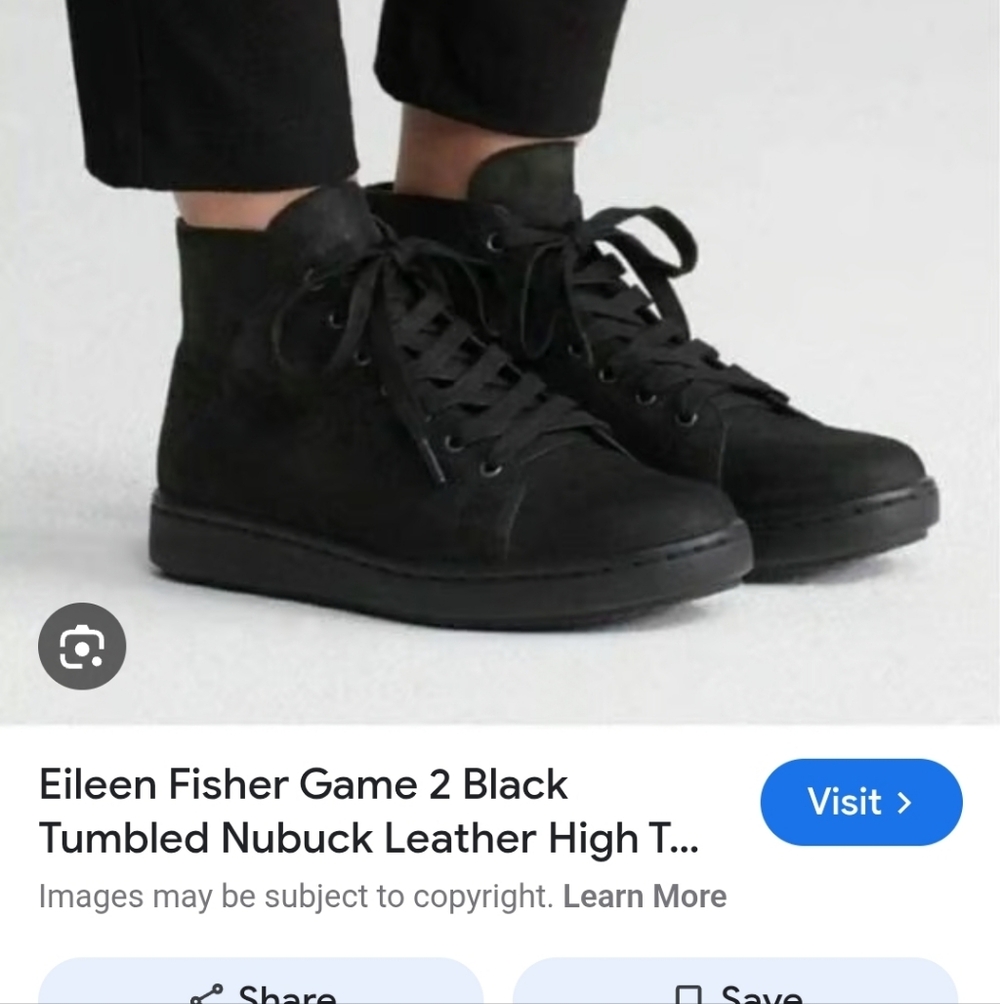 NWT.Eileen Fisher Black Leather Sneakers